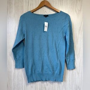 Ann Taylor Blue Polkadot Sweater Size Small NWT